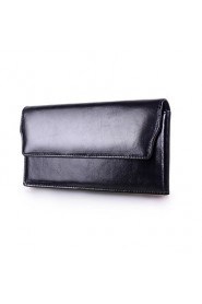 Women's Oil Wax Genuine Leather Oil Wax Clutches Wallet Fashion Multi Card Handbag wallet