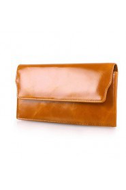 Women's Oil Wax Genuine Leather Oil Wax Clutches Wallet Fashion Multi Card Handbag wallet