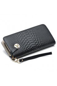 Women's Leather Wrist Wallet Crocodile Clutch Purse