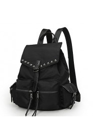 Women Nylon Bucket Backpack / School Bag / Travel Bag Black