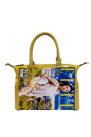 Women's Yellow Pvc Italian Style Luxury Mirror Surface Handbag