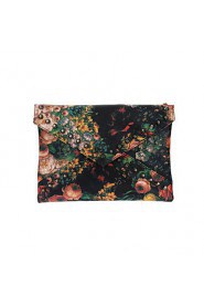Women PU Leather Floral Print Rivet Envelope Clutch Bag Messenger Bag