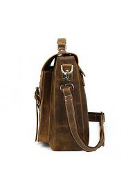 Unisex Cowhide Messenger Shoulder Bag / Tote / School Bag Brown
