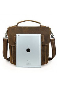 Unisex Cowhide Messenger Shoulder Bag / Tote / School Bag Brown