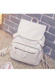 Women PU Bucket Backpack / School Bag / Travel Bag White / Red / Gray / Black