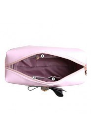 Women PU Casual Cosmetic Bag Pink 22cm*12cm*10cm