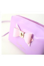 Women PU Casual Cosmetic Bag Purple 22cm*12cm*10cm