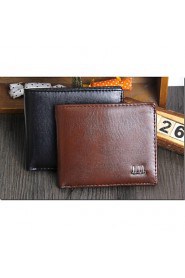 Men PU / Black Brown Cowhide Bi fold Wallet / Clip