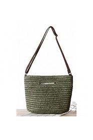 Women Straw Shopper Shoulder Bag Beige / Green / Brown