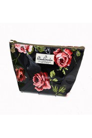 Women PU Casual Cosmetic Bag Black 22cm*13cm*7.5cm