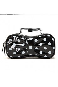 Fashion Patent Leather Portable Cosmetic Retro Dot Pattern Makeup Makeup Cosmetic Pouch Bag Travel Bag Toiletry Kit