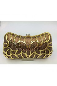 Women Other Leather Type Baguette Evening Bag Gold / Brown / Silver