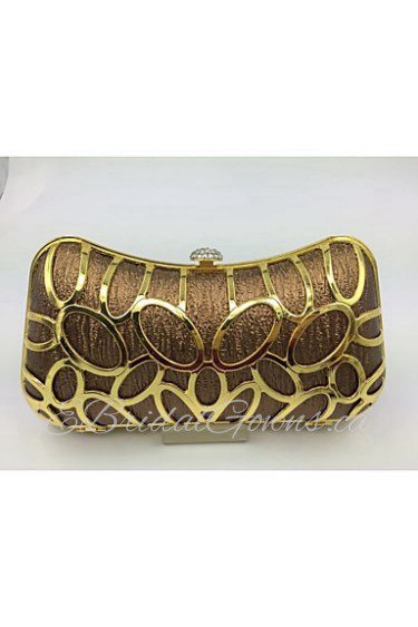Women Other Leather Type Baguette Evening Bag Gold / Brown / Silver