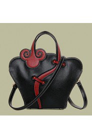 Women PU Barrel Shoulder Bag / Tote Red / Black