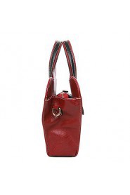 Women PU Barrel Shoulder Bag / Tote Red / Black
