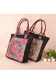 Women Canvas Shopper Shoulder Bag / Wristlet Multi color