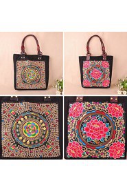 Women Canvas Shopper Shoulder Bag / Wristlet Multi color