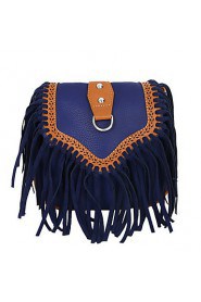 New Europe Shoulder Bags PU Leather Magnetic Snap Closure National Tassel Hollow Out Contrast Vintage Crossbody Bag
