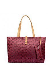 Women's PVC Shopper Shoulder Bag Brown/Red/Silver/Black