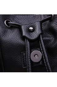 Women's PU Backpack/Tote Bag/Leisure bag/Travel Bag Black