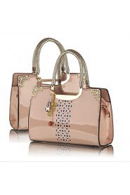 Women's Hollow Metal Chain Patent Leather Totes