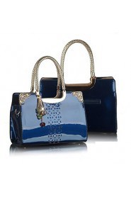 Women's Hollow Metal Chain Patent Leather Totes