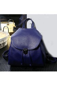 Women PU Bucket Backpack Blue / Red / Gray / Black / Burgundy