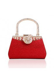 Women PVC / Metal Minaudiere Clutch / Evening Bag Red