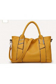 Women PU Shopper Shoulder Bag / Tote White / Blue / Yellow / Red