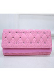 Women PU Tri fold Clutch / Wallet / Card & ID Holder Pink / Gold / Black