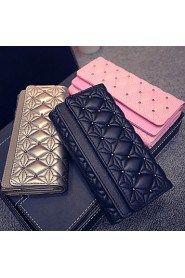 Women PU Tri fold Clutch / Wallet / Card & ID Holder Pink / Gold / Black