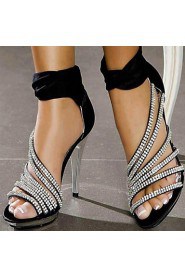 Women's Shoes Leatherette Stiletto Heel Heels / Peep Toe / Platform Sandals Wedding / Dress / Casual Black