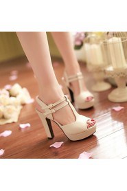 Women's Shoes Heel Heels / Peep Toe / Platform Sandals / Heels Outdoor / Dress / Casual Black / Pink / Almond/687