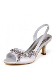 Satin Upper Mid Heel Strappy Sandals Wedding Bridal Shoes (More Colors)