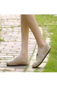 Women's/Men's/Lovers' Shoes Linen Flat Heel Comfort Loafers Office & Career/Casual Brown