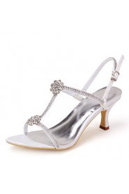 Women's Shoes Open Toe Stiletto Heel Satin Sandals with Rhinestone Wedding Shoes More Colors available