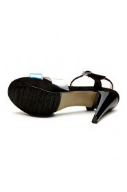 Women's Vintage Crossover Cone Heel Sheepskin Sandals (blue)