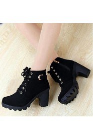 Women's Shoes LIANGMEIYUE Fashion Boots Round Toe Lace Up Lug Sole Ankle Boots with Zipper