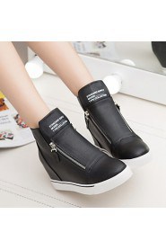 Women's Shoes Wedge Heel Round Toe Fashion Sneakers Casual Black / White