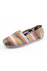 Women's Shoes Canvas Flat Heel Comfort Loafers Outdoor/Office & Career/Casual Blue/Brown/Red