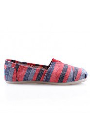 Women's Shoes Canvas Flat Heel Comfort Loafers Outdoor/Office & Career/Casual Blue/Brown/Red