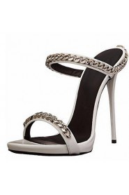 Women's Shoes Leatherette Stiletto Heel Open Toe Sandals Office & Career / Party & Evening / Dress Silver