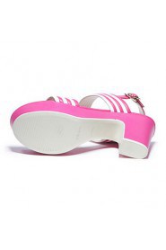 Women's Stripe Platform Chunky Heel Sandals (fuchsia)- 142825007