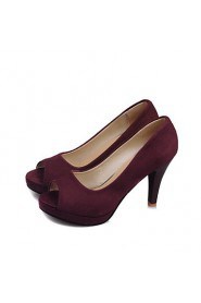 Women's Shoes Cone Heel Peep Toe Pumps/Heels Office & Career/Dress Black/Purple/Burgundy