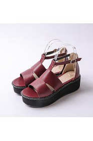 Women's Shoes Platform Platform / T-Strap / Creepers Sandals Outdoor / Dress / Casual Black / Red / White