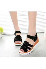 Women's Shoes Leatherette Wedge Heel Wedges / Heels Sandals Outdoor / Casual Black / Red / White / Gray