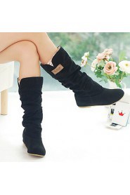 Women's Shoes Flat Heel Round Toe All Match Boots Casual Black / Brown / Yellow