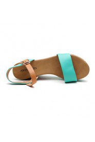Women's Boho Wedge Heel Leather Sandals (green) - 342823002
