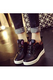 Women's Shoes Leatherette Wedge Heel Wedges / Comfort Fashion Sneakers Outdoor / Casual Black / White