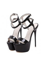 Women's Shoes Patent Leather Stiletto Heel Open Toe Sandals Party & Evening / Dress Black / Red / White